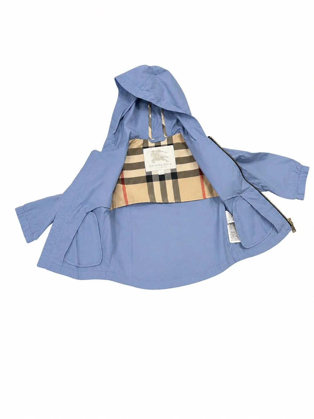 Burberry London Iconic Nova Check Embroidered Hooded Long Sleeve Zip Up Jacket